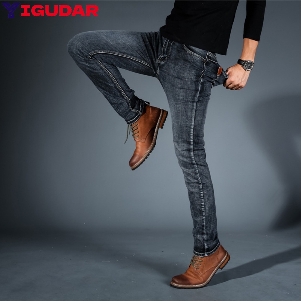 Streetwear Brand Denim - กางเกงยีนส์ทรงสกินนี่ผ้ายืดสไตล์มินิมอลสำหรับผู้ชาย รุ่นใหม่ปี 2025 แบรนด์ดัง กางเกงลำลองทรงดินสอ เสื้อผ้าสตรีทแวร์สไตล์