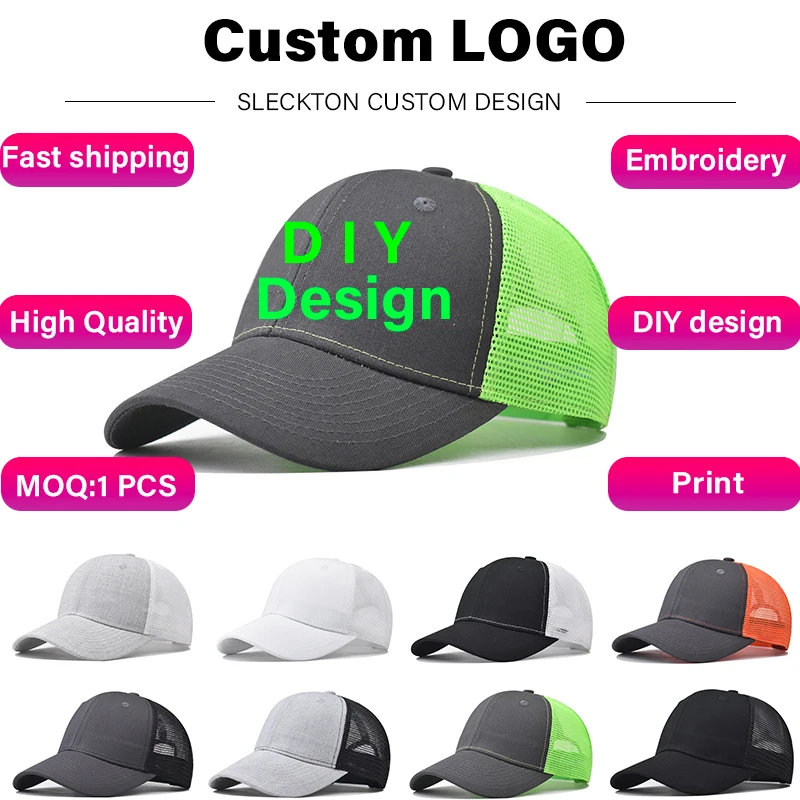 Stussy Bucket Hat - SLECKTON เย็บปักถักร้อยที่กําหนดเองเบสบอลหมวกสําหรับบุรุษและสตรี DIY ออกแบบหมวกตาข่ายโลโก้พิมพ์หมวกคุณภาพหมวกผ้าฝ้ายขายส่ง Unisex