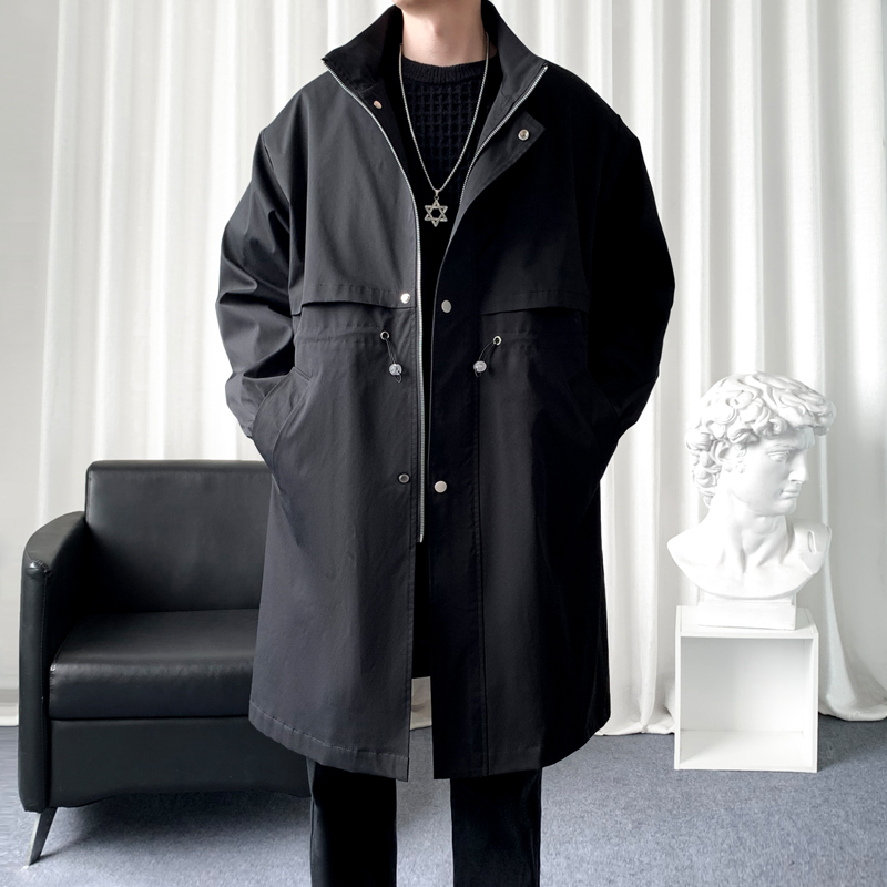 Streetwear Brand Fashion - Trench coat ยี่ห้อใหม่ Trench เสื้อกันหนาวผู้ชายเกาหลีแฟชั่นชายยาว Windbreaker
