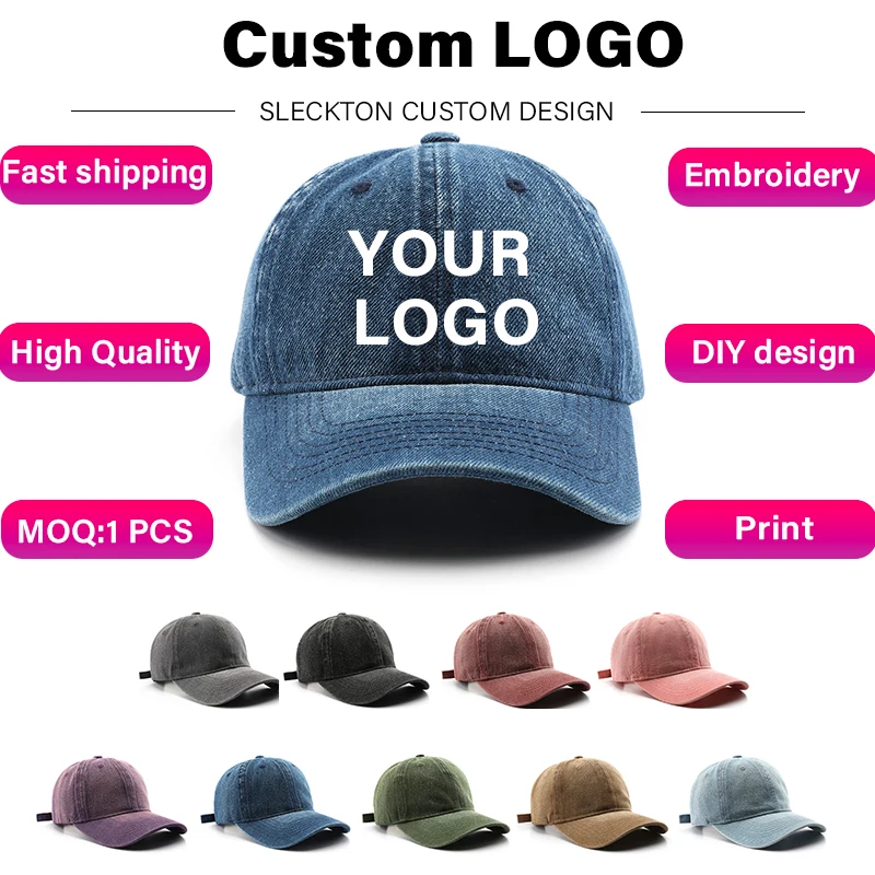 Stussy Bucket Hat - SLECKTON โลโก้ที่กําหนดเองเบสบอลหมวกสําหรับบุรุษและสตรีการออกแบบภาพพิมพ์เย็บปักถักร้อย DIY คาวบอยหมวกผู้ใหญ่ Unisex ขายส่ง