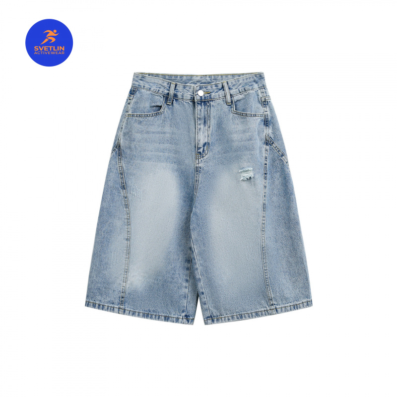 Streetwear Brand Denim - กางเกงยีนส์ขาสั้น MAQVOB คุณภาพหรูหรา ไซส์ EU US