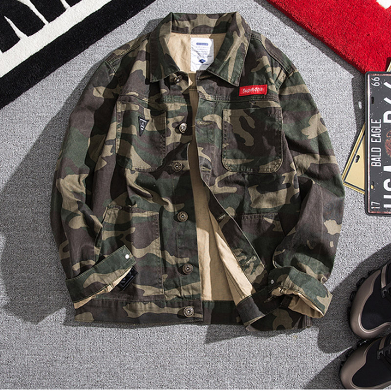 Streetwear Brand Denim - Denim แจ็คเก็ต2021ฤดูใบไม้ร่วงฤดูหนาวอเมริกันแจ็คเก็ตเกาหลี Streetwear แบรนด์ Camo วัยรุ่นคาวบอยเบสบอลเสื้อผู้ชาย