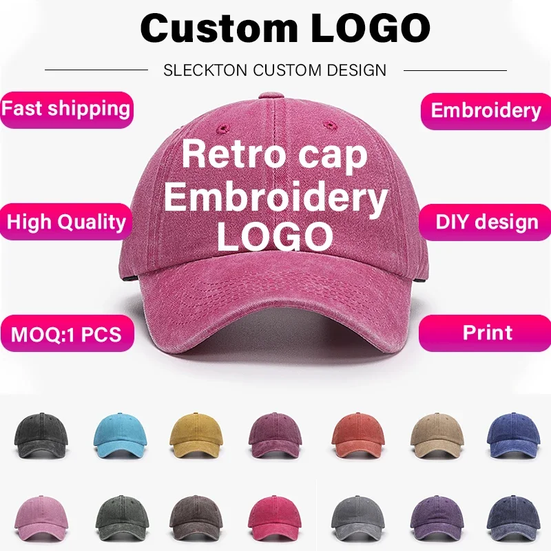 Stussy Bucket Hat - SLECKTON โลโก้ที่กําหนดเอง Retro เบสบอลหมวกสําหรับบุรุษและสตรี DIY ออกแบบเย็บปักถักร้อยหมวกปรับแต่งหมวกพิมพ์กราฟิกขายส่ง