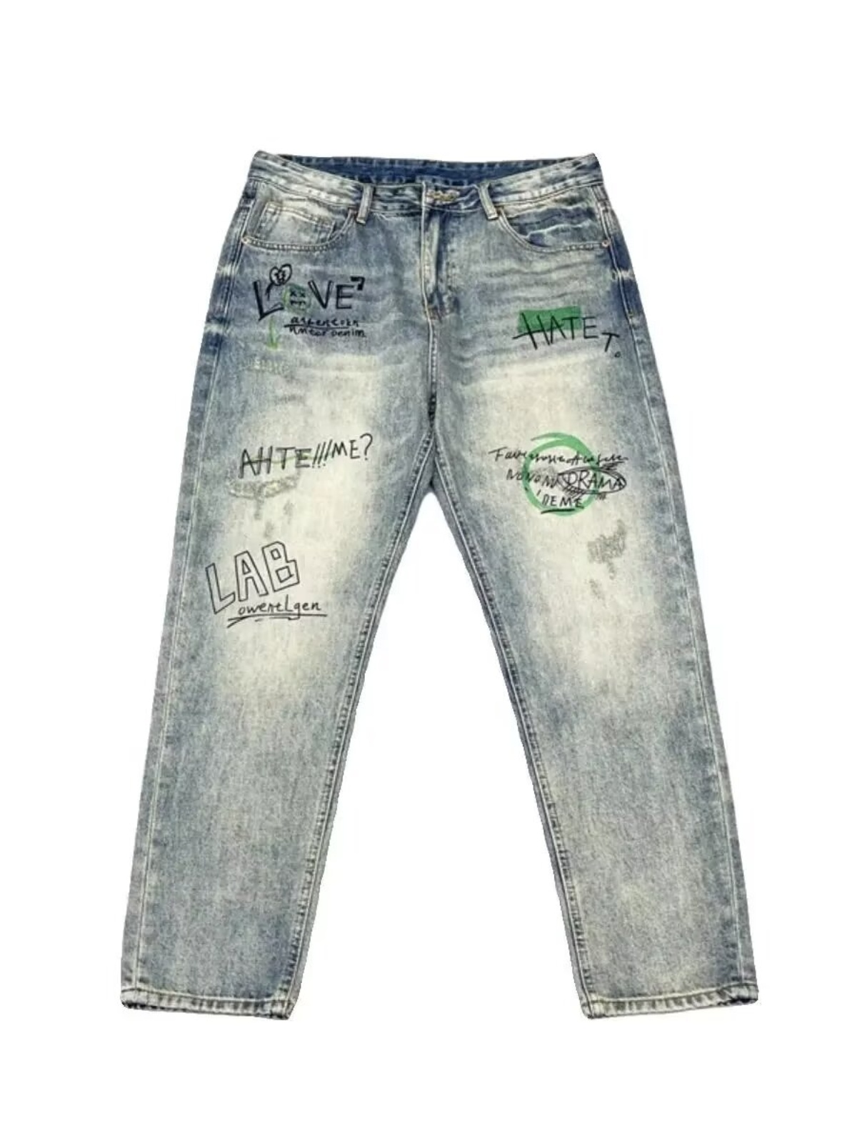 ยีนส์ขาตรงทรงหลวมสไตล์อเมริกัน - Streetwear Brand Denim บทวิจารณ์และราคา