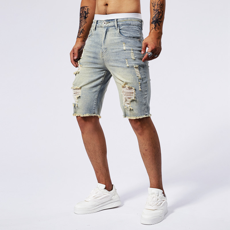 2025 ฤดูร้อนใหม่ผู้ชาย Ripped  - Streetwear Brand Denim บทวิจารณ์และราคา