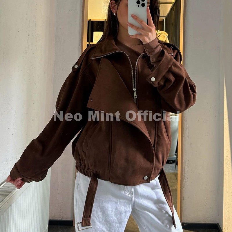 เสื้อแจ็คเก็ตหนังกลับสีน้ำตาลโ - Streetwear Brand Fashion บทวิจารณ์และราคา