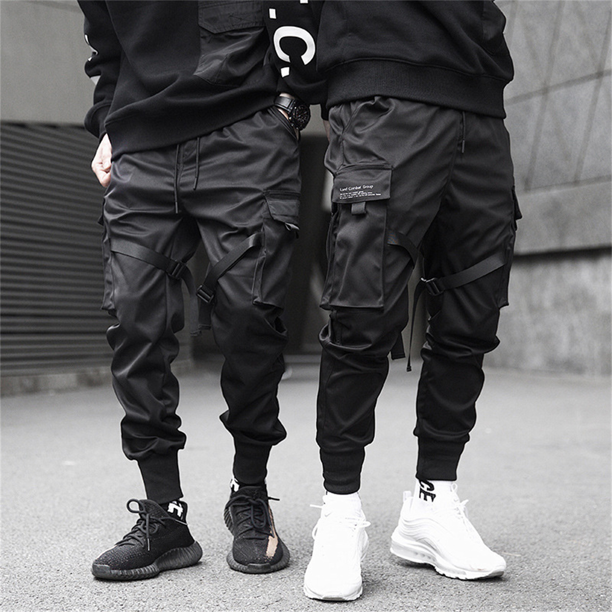 กางเกงคาร์โก้ฮิปฮอปสีดำสำหรับผ - Streetwear Brand Fashion บทวิจารณ์และราคา
